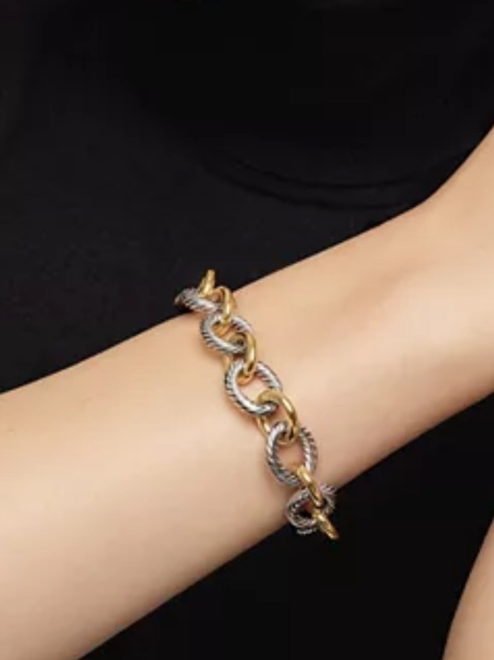 David Yurman Two-Tone Gold and Silver Link Bracelet - Women's Jewelry